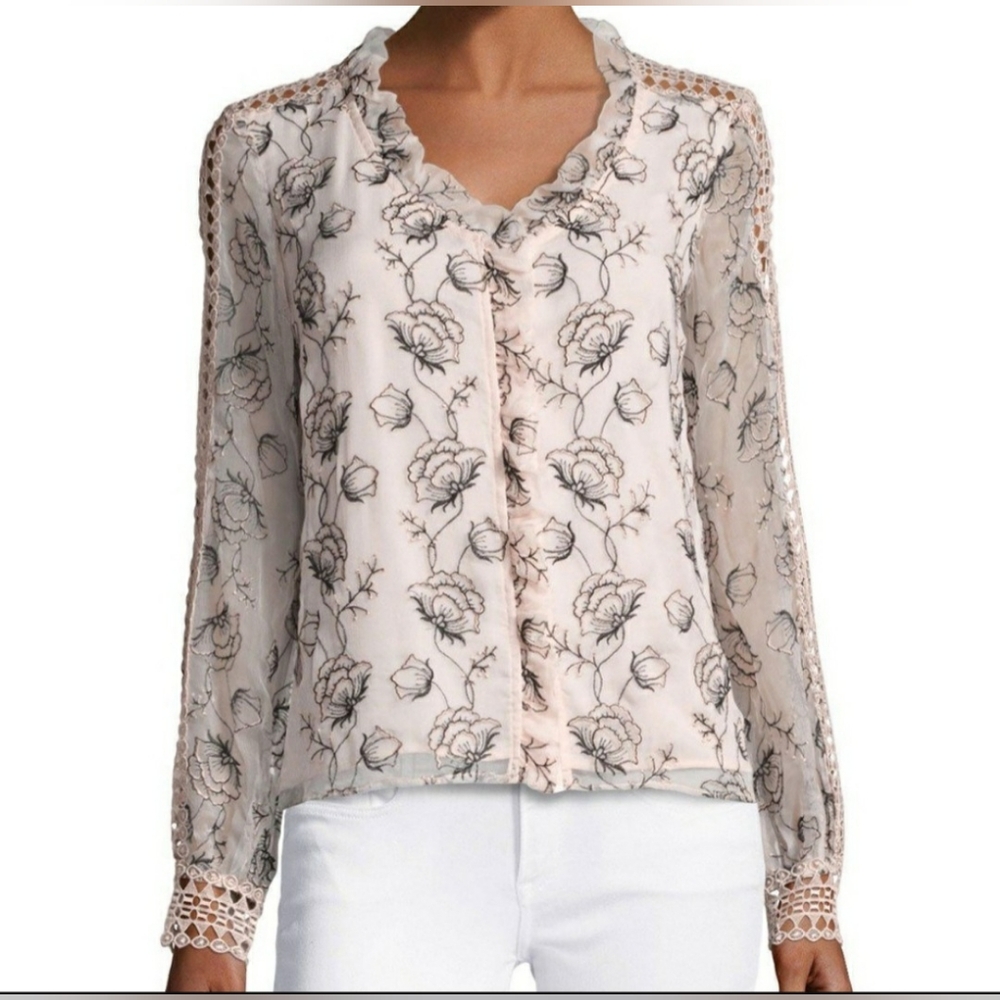 Nanette Lepore Botticelli Embroidered Floral Blouse